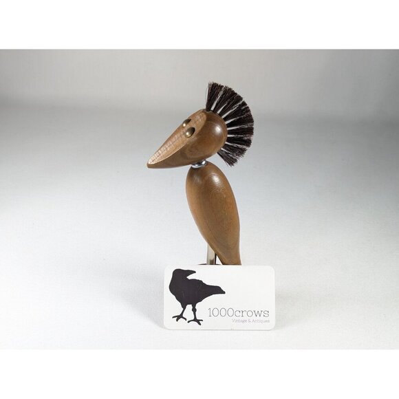 Vintage minimalist wood bird bottle opener, MCM Danish Bird Corkscrew + Bottle - Picture 2 of 10